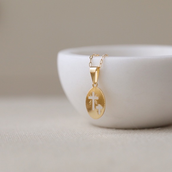 Dainty Cross Necklace | 18k Gold Filled - Picture 3 of 9